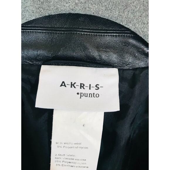 AKRIS Punto Blazer Jacket Wool Tweed Faux Leather Trim Knit Combo, 10 - Picture 6 of 12